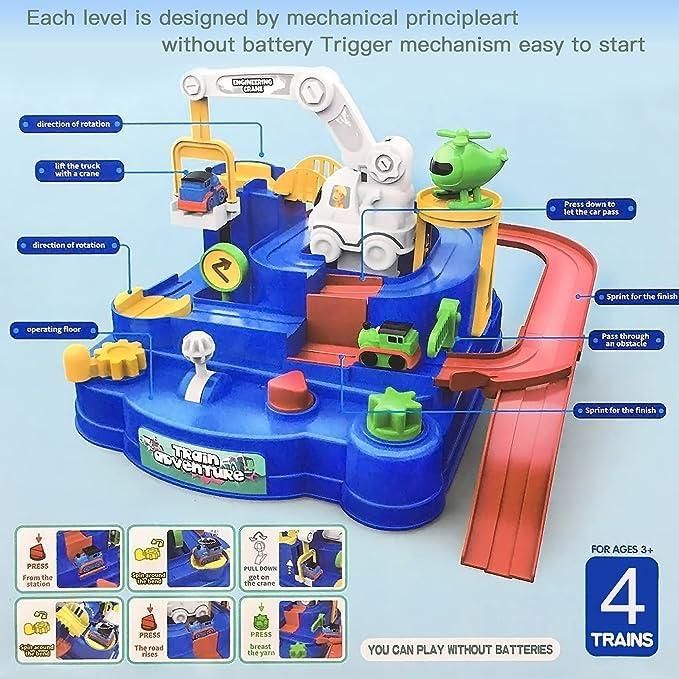 Race Track Educational Parking Crane Toys Airplane Truck Playset